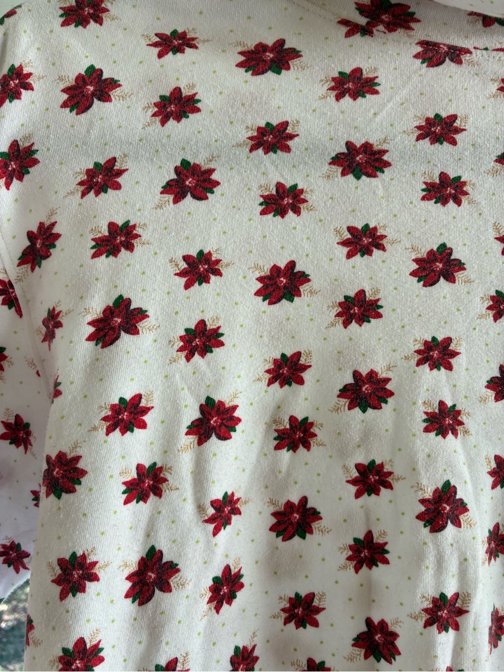 100% Cotton Cream Poinsettias Mock TurtleNeck Sweater - Women's - Picture 2 of 3